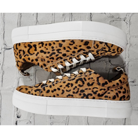 Jack Rogers Paige Platform Sneaker Leopard Real Calf Hair WOMENS SIZE 8 - Picture 6 of 11